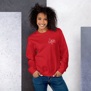 Put on LOVE in Red Unisex Sweatshirt | Teach Pray Love Brand