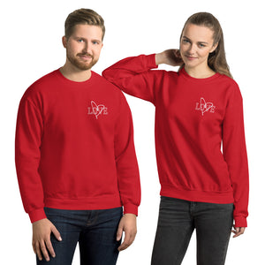 Put on LOVE in Red Unisex Sweatshirt | Teach Pray Love Brand